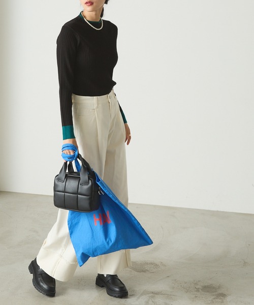 forksy.（フォルクシー）の「【forksy.】配色リブボトルネックプルオーバー（ニット/セーター・レディース・イエロー/ピンク/ブラック/ナチュラル/ブルー・FREE）」の12枚目の写真