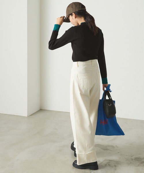 forksy.（フォルクシー）の「【forksy.】配色リブボトルネックプルオーバー（ニット/セーター・レディース・イエロー/ピンク/ブラック/ナチュラル/ブルー・FREE）」の13枚目の写真