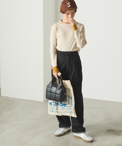 forksy.（フォルクシー）の「【forksy.】配色リブボトルネックプルオーバー（ニット/セーター・レディース・イエロー/ピンク/ブラック/ナチュラル/ブルー・FREE）」の18枚目の写真