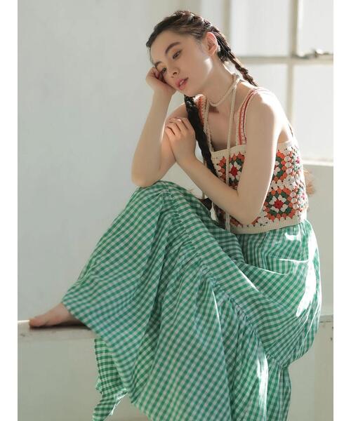 ESCAR（エスカー）の「・ESCAR カギ針ニットキャミ（キャミソール・レディース・ブラック/アイボリー・FREE）」の14枚目の写真