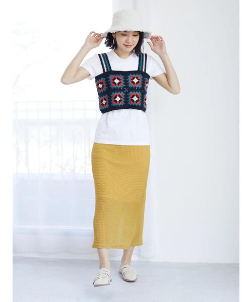 ESCAR（エスカー）の「・ESCAR カギ針ニットキャミ（キャミソール・レディース・ブラック/アイボリー・FREE）」の17枚目の写真