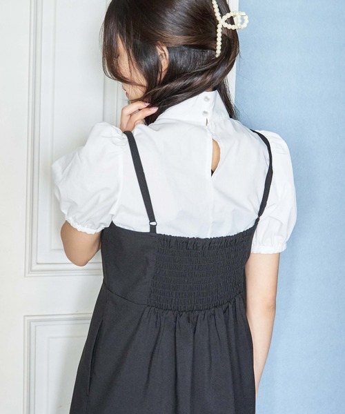WEGO（ウィゴー）の「WEGO/リボンタイ5分袖ブラウス（シャツ/ブラウス・レディース・ホワイト系その他/ブラック/ホワイト・FREE）」の6枚目の写真
