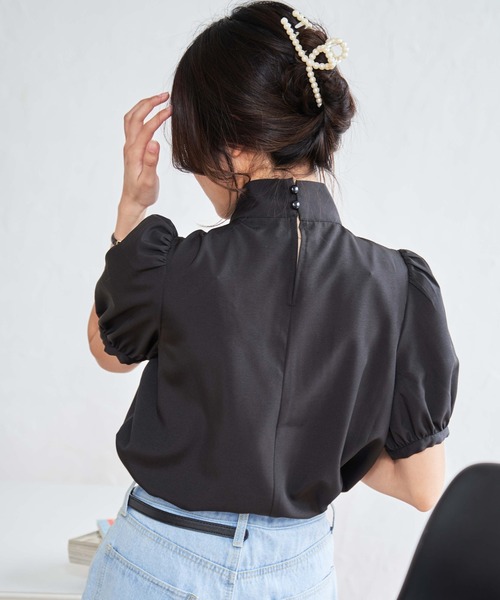 WEGO（ウィゴー）の「WEGO/リボンタイ5分袖ブラウス（シャツ/ブラウス・レディース・ホワイト系その他/ブラック/ホワイト・FREE）」の15枚目の写真