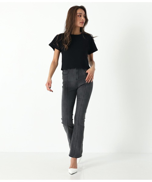 ANAP（アナップ）の「シンプルクロップドTシャツ（Tシャツ/カットソー・レディース・グレー/パープル/オフホワイト/ブラック/ベージュ・FREE）」の8枚目の写真