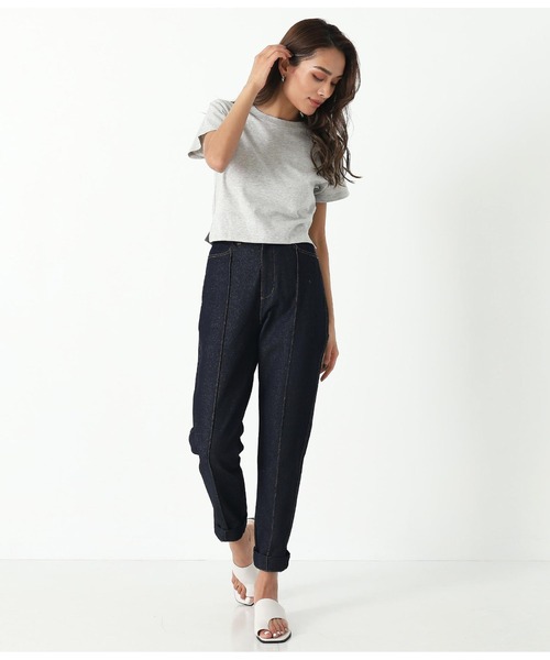 ANAP（アナップ）の「シンプルクロップドTシャツ（Tシャツ/カットソー・レディース・グレー/パープル/オフホワイト/ブラック/ベージュ・FREE）」の6枚目の写真