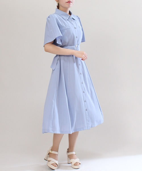 ASTORIA ODIER(アストリアオディール)の「シャドーストライプシャツワンピース(シャツワンピース・レディース・ブルー/ミント/ラベンダー・MEDIUM)」の2枚目の写真