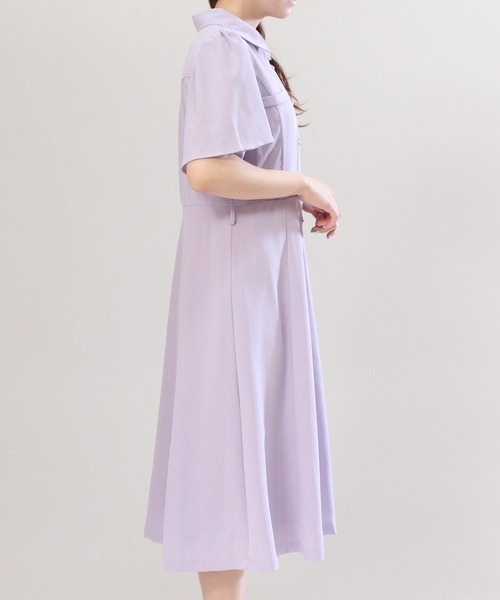 ASTORIA ODIER(アストリアオディール)の「シャドーストライプシャツワンピース(シャツワンピース・レディース・ブルー/ミント/ラベンダー・MEDIUM)」の4枚目の写真