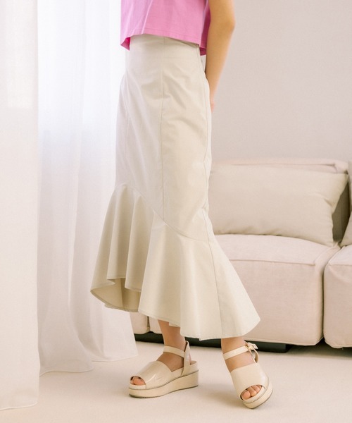 OLIVE des OLIVE（オリーブデオリーブ）の「レースアップアシメマーメイドスカート（スカート・レディース・パープル/ブラック/アイボリー・FREE）」の2枚目の写真