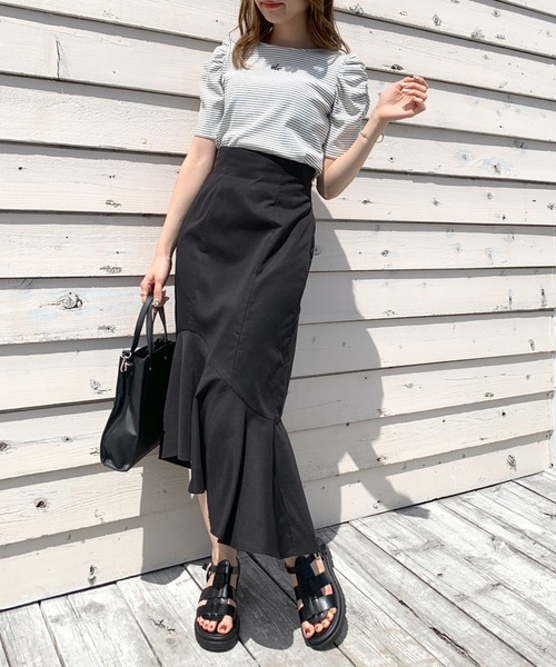 OLIVE des OLIVE（オリーブデオリーブ）の「レースアップアシメマーメイドスカート（スカート・レディース・パープル/ブラック/アイボリー・FREE）」の15枚目の写真