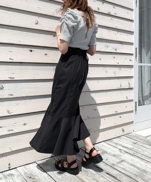 OLIVE des OLIVE（オリーブデオリーブ）の「レースアップアシメマーメイドスカート（スカート・レディース・パープル/ブラック/アイボリー・FREE）」の16枚目の写真