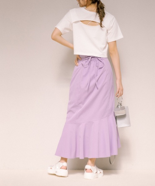 OLIVE des OLIVE（オリーブデオリーブ）の「レースアップアシメマーメイドスカート（スカート・レディース・パープル/ブラック/アイボリー・FREE）」の12枚目の写真