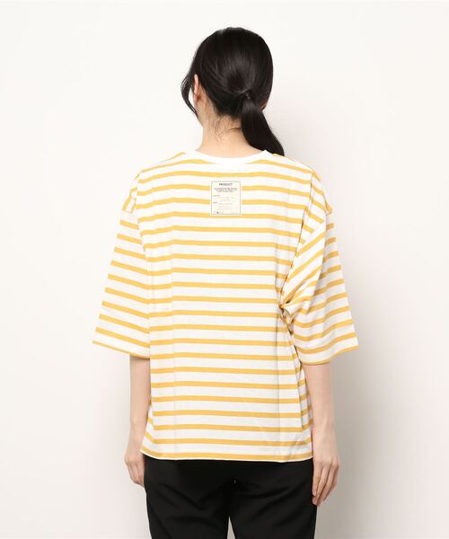 Samansa Mos2(サマンサ モスモス)の「ビッグシルエットボーダーカットソー(Tシャツ/カットソー・レディース・オフホワイト/イエロー/グリーン/ブルー/ピンク/キャメル・フリ-)」の11枚目の写真