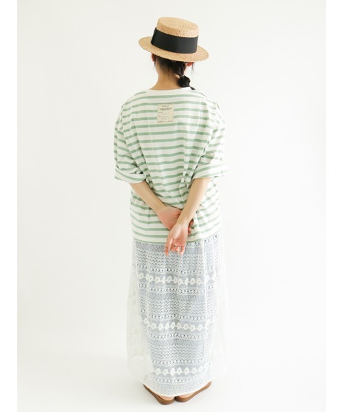 Samansa Mos2(サマンサ モスモス)の「ビッグシルエットボーダーカットソー(Tシャツ/カットソー・レディース・オフホワイト/イエロー/グリーン/ブルー/ピンク/キャメル・フリ-)」の21枚目の写真