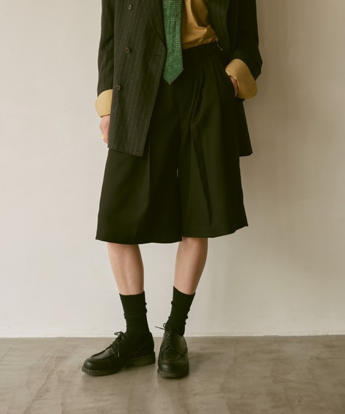 2tuck wide Half pants / 2タックワイドハーフパンツ グルカ