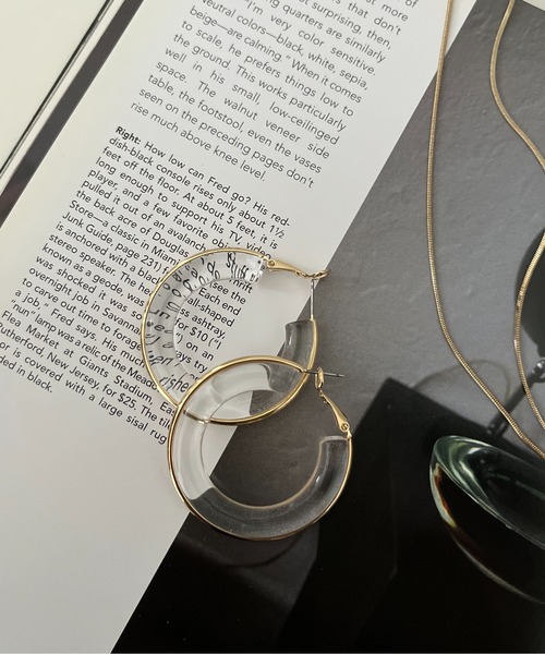 prose verse（プロズヴェール）の「ゴールドラインアクリルフープピアス（ピアス（両耳用）・レディース・イエロー/グリーン/クリア・ﾌﾘ-）」の9枚目の写真