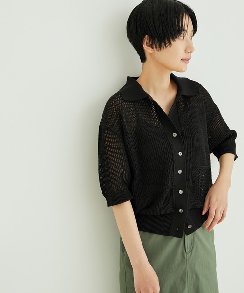 SALON adam et rope' 透かし編み襟付きニットカーディガン 楽天市場】【SALE／40%OFF】【WEB限定】ドライタッチスキッパー