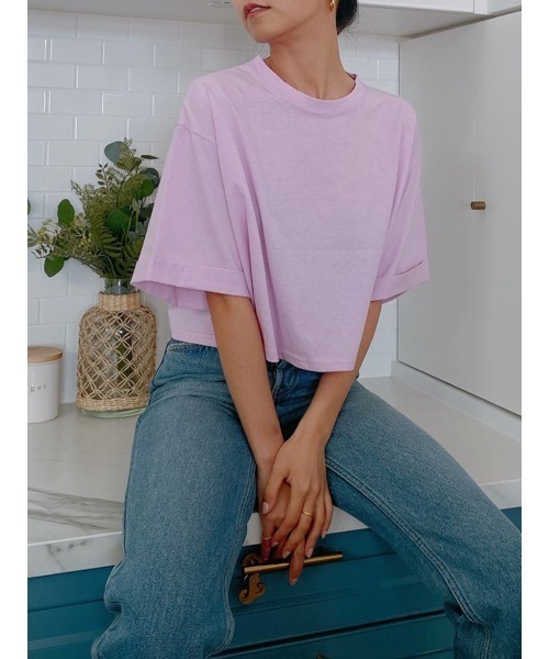 Vicente（ヴィセンテ）の「Basic short tee（Tシャツ/カットソー・レディース・ブラック/ダークグレー/ピンク・FREE）」の3枚目の写真