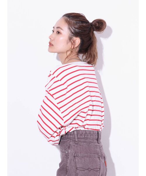 Ungrid（アングリッド）の「ボートネックボーダーロングスリーブTee（Tシャツ/カットソー・レディース・ネイビー/レッド/グリーン・FREE）」の11枚目の写真