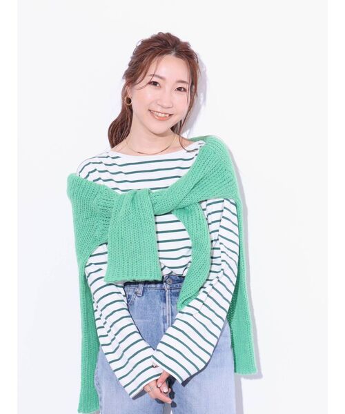 Ungrid（アングリッド）の「ボートネックボーダーロングスリーブTee（Tシャツ/カットソー・レディース・ネイビー/レッド/グリーン・FREE）」の16枚目の写真