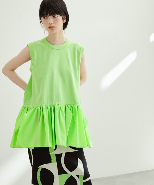 【新品】アダムエロペ　カットソー　ノースリーブ　RENU タフタティアードTEE ADAM ET ROPE'（アダムエロペ）の「RENUタフタティアードTEE（T