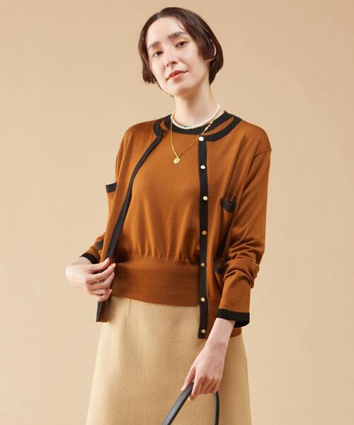 martinique（マルティニーク）の「martinique/スーパーエクストラファインメリノカーディガン（カーディガン/ボレロ・レディース・ホワイト×ブラック/レッド/ブラウン/ネイビー・FREE）」の3枚目の写真