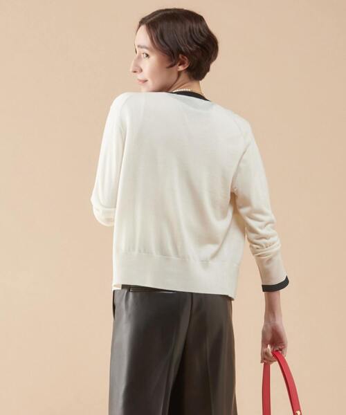 martinique（マルティニーク）の「martinique/スーパーエクストラファインメリノカーディガン（カーディガン/ボレロ・レディース・ホワイト×ブラック/レッド/ブラウン/ネイビー・FREE）」の7枚目の写真