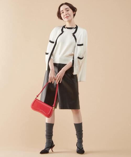 martinique（マルティニーク）の「martinique/スーパーエクストラファインメリノカーディガン（カーディガン/ボレロ・レディース・ホワイト×ブラック/レッド/ブラウン/ネイビー・FREE）」の8枚目の写真