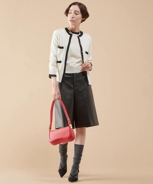 martinique（マルティニーク）の「martinique/スーパーエクストラファインメリノカーディガン（カーディガン/ボレロ・レディース・ホワイト×ブラック/レッド/ブラウン/ネイビー・FREE）」の9枚目の写真