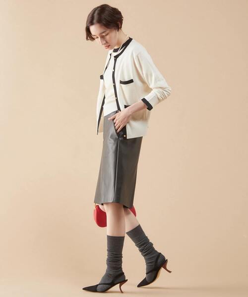 martinique（マルティニーク）の「martinique/スーパーエクストラファインメリノカーディガン（カーディガン/ボレロ・レディース・ホワイト×ブラック/レッド/ブラウン/ネイビー・FREE）」の10枚目の写真