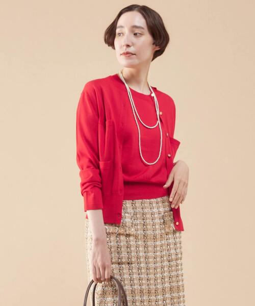 martinique（マルティニーク）の「martinique/スーパーエクストラファインメリノカーディガン（カーディガン/ボレロ・レディース・ホワイト×ブラック/レッド/ブラウン/ネイビー・FREE）」の12枚目の写真