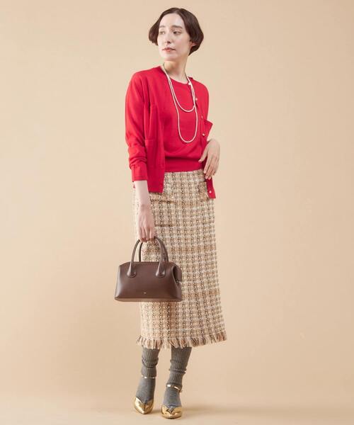 martinique（マルティニーク）の「martinique/スーパーエクストラファインメリノカーディガン（カーディガン/ボレロ・レディース・ホワイト×ブラック/レッド/ブラウン/ネイビー・FREE）」の15枚目の写真