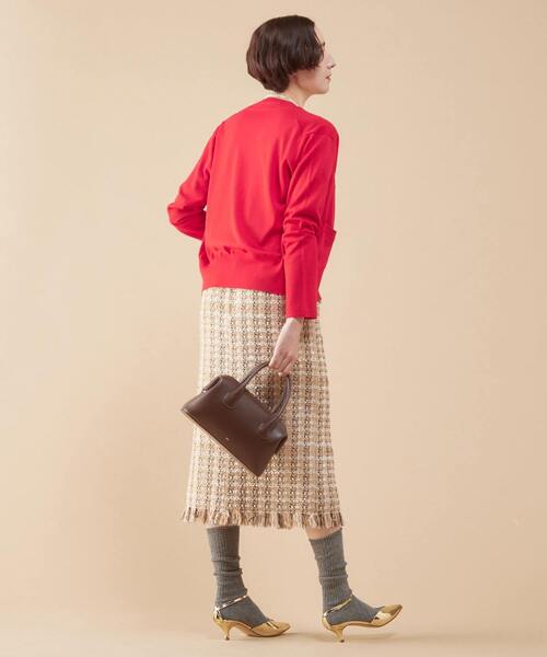 martinique（マルティニーク）の「martinique/スーパーエクストラファインメリノカーディガン（カーディガン/ボレロ・レディース・ホワイト×ブラック/レッド/ブラウン/ネイビー・FREE）」の16枚目の写真