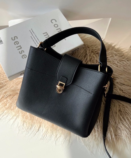 moment+（モーメントプラス）の「スクエアワンハンドルショルダーバッグ（ハンドバッグ・レディース・ブラック/アイボリー/ブラウン・FREE）」の4枚目の写真