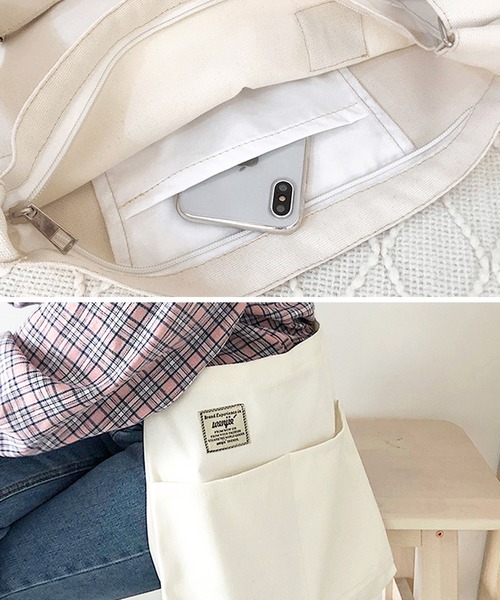 florist（フローリスト）の「【A4対応】【2WAY】シンプルキャンバストートバッグ（トートバッグ・レディース・ホワイト/ブラック/オフホワイト・FREE）」の6枚目の写真