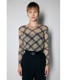MOUSSY | SHEER CHECK MELLOW トップス(Tシャツ/カットソー)