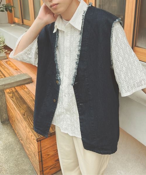 Ambre Neige(アンブルネージュ)の「【ユニセックス】デニムベスト/WEB/EC限定商品(ベスト・レディース・インディゴブルー/アイボリー・MEDIUM/LARGE)」の8枚目の写真