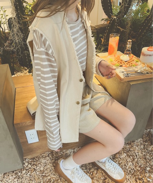 Ambre Neige(アンブルネージュ)の「【ユニセックス】デニムベスト/WEB/EC限定商品(ベスト・レディース・インディゴブルー/アイボリー・MEDIUM/LARGE)」の3枚目の写真