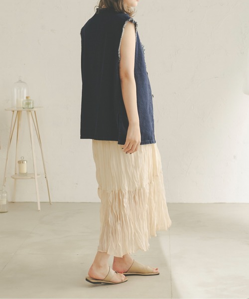 Ambre Neige(アンブルネージュ)の「【ユニセックス】デニムベスト/WEB/EC限定商品(ベスト・レディース・インディゴブルー/アイボリー・MEDIUM/LARGE)」の12枚目の写真