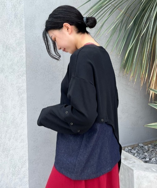 AULA AILA（アウラアイラ）の「AULA AILA/アウラアイラ/別注２wayスリーブプルオーバー（Tシャツ/カットソー・レディース・ホワイト/ブラック・00）」の16枚目の写真