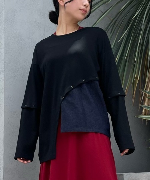 AULA AILA（アウラアイラ）の「AULA AILA/アウラアイラ/別注２wayスリーブプルオーバー（Tシャツ/カットソー・レディース・ホワイト/ブラック・00）」の11枚目の写真