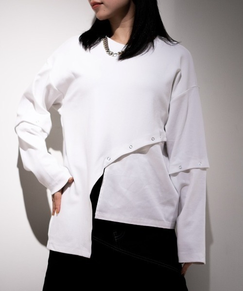 AULA AILA（アウラアイラ）の「AULA AILA/アウラアイラ/別注２wayスリーブプルオーバー（Tシャツ/カットソー・レディース・ホワイト/ブラック・00）」の12枚目の写真