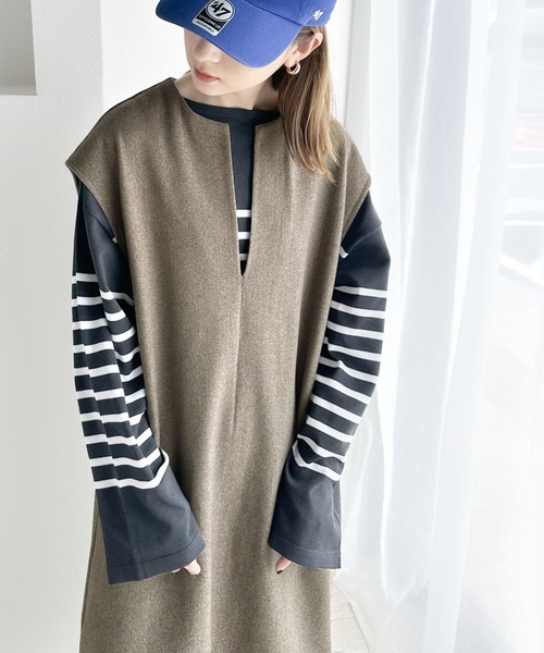 classicalelf(クラシカルエルフ)の「1枚で主役級。冬に大活躍!カフタン調サイドスリット圧縮ニットロング丈ジャンパースカート(ワンピース・レディース・ブラック/ベージュ/ブラウン/モカ・SMALL/MEDIUM/LARGE/X-LARGE)」の18枚目の写真