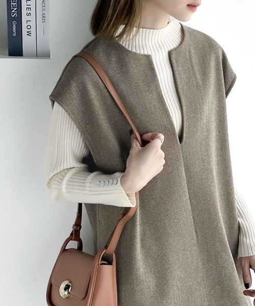 classicalelf(クラシカルエルフ)の「1枚で主役級。冬に大活躍!カフタン調サイドスリット圧縮ニットロング丈ジャンパースカート(ワンピース・レディース・ブラック/ベージュ/ブラウン/モカ・SMALL/MEDIUM/LARGE/X-LARGE)」の20枚目の写真