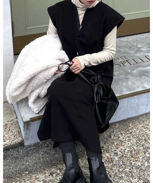 チュールフラワーカフスニット+レイヤード風ジャンスカ(2set) チュールフラワーカフスニット+レイヤード風ジャンスカ(2set)