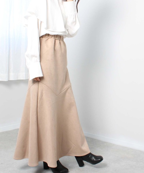 toucher du brise（トゥシェドブリーズ）の「【アシンメトリー切替が大人っぽい】 フレア マーメイドスカート（スカート・レディース・グリーン/グレー/ブラック/オフホワイト・M）」の4枚目の写真