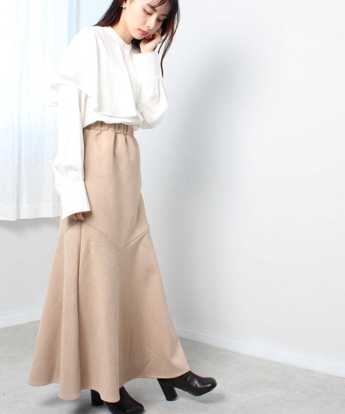 toucher du brise（トゥシェドブリーズ）の「【アシンメトリー切替が大人っぽい】 フレア マーメイドスカート（スカート・レディース・グリーン/グレー/ブラック/オフホワイト・M）」の16枚目の写真