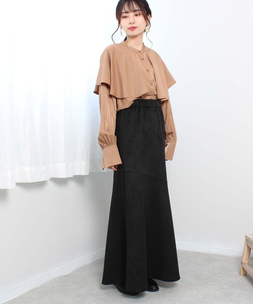 toucher du brise（トゥシェドブリーズ）の「【アシンメトリー切替が大人っぽい】 フレア マーメイドスカート（スカート・レディース・グリーン/グレー/ブラック/オフホワイト・M）」の20枚目の写真