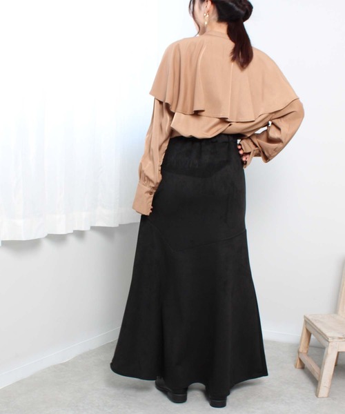 toucher du brise（トゥシェドブリーズ）の「【アシンメトリー切替が大人っぽい】 フレア マーメイドスカート（スカート・レディース・グリーン/グレー/ブラック/オフホワイト・M）」の11枚目の写真