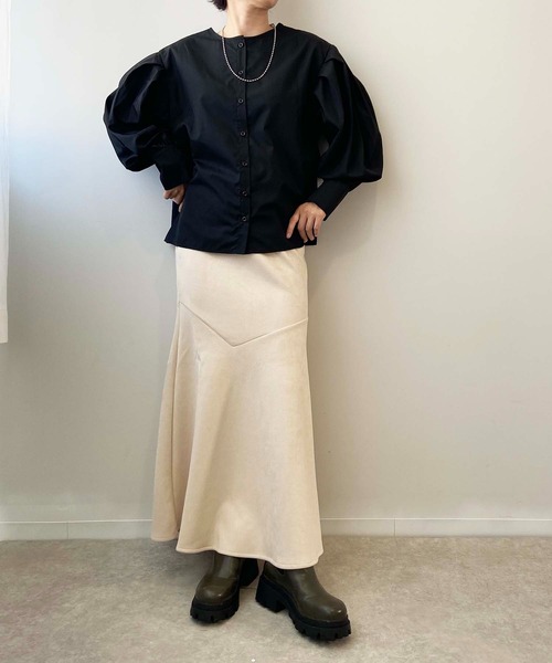 toucher du brise（トゥシェドブリーズ）の「【アシンメトリー切替が大人っぽい】 フレア マーメイドスカート（スカート・レディース・グリーン/グレー/ブラック/オフホワイト・M）」の13枚目の写真