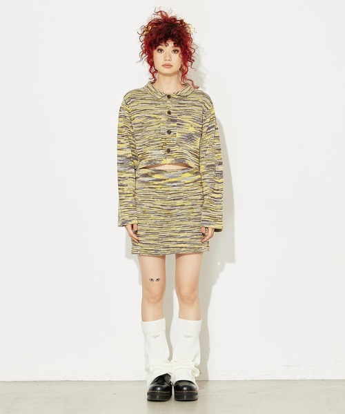 X-girl(エックスガール)の「MELANGE KNIT MINI SKIRT(スカート・レディース・ブラック/イエロー/グリーン・ONE SIZE)」の11枚目の写真